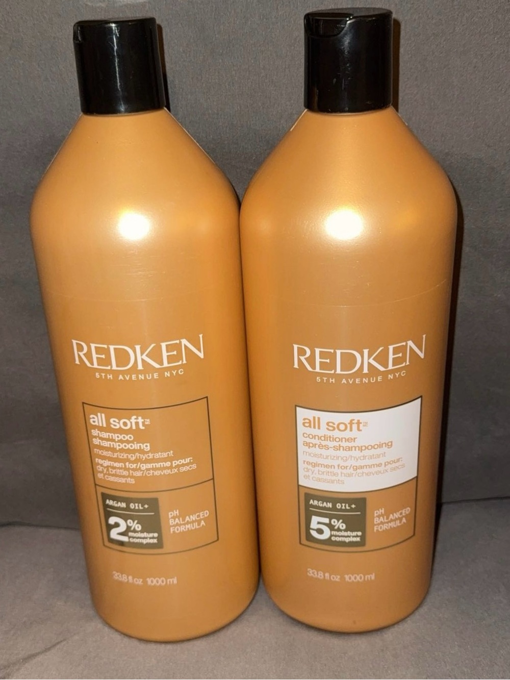 Redken All Soft Shampoo and Conditioner Duo Liter Set 33.8 oz For Dry Hair NEW!